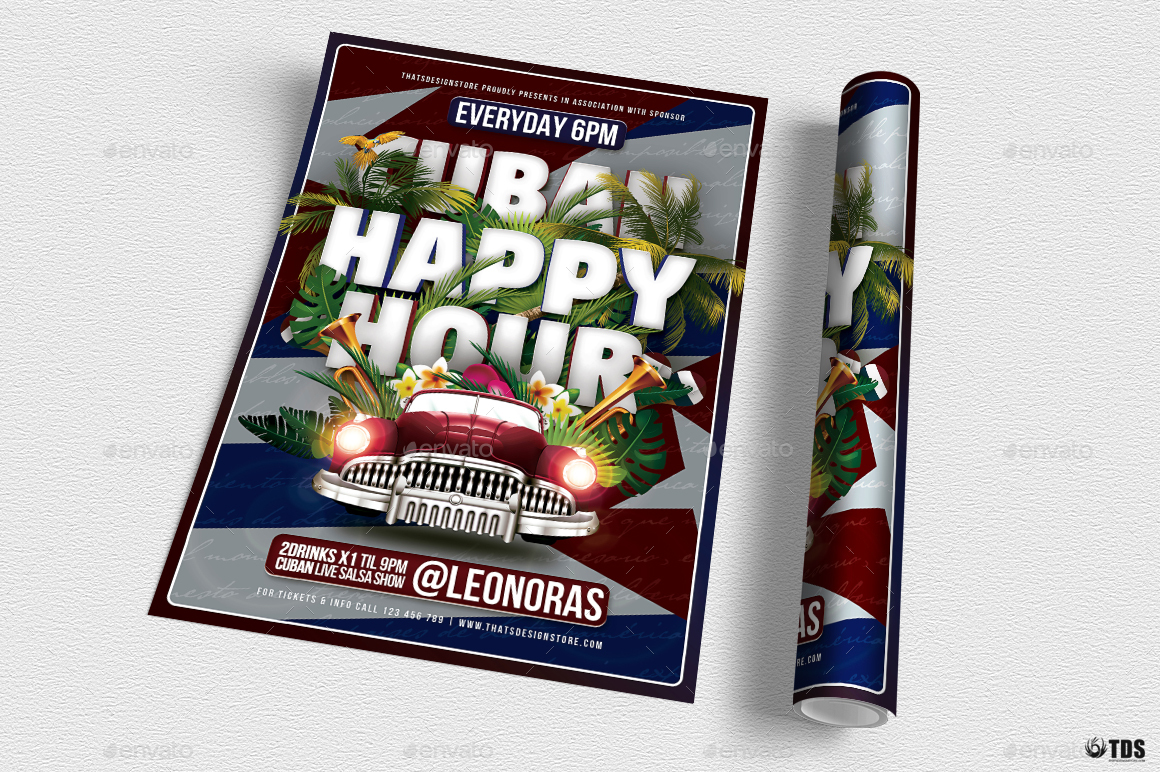 Cuban Happy Hour Flyer Template by lou606 GraphicRiver